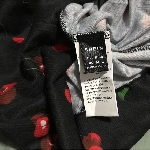 Bundle of 2 Cherry and Strawberry Print Lettuce Trim Bodycon Dresses, Size XS - Picture 5 of 7